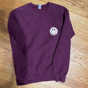 Burgandy Three Brothers Winery/War Horse Brewery Smiley Face Crewneck Sweatshirt